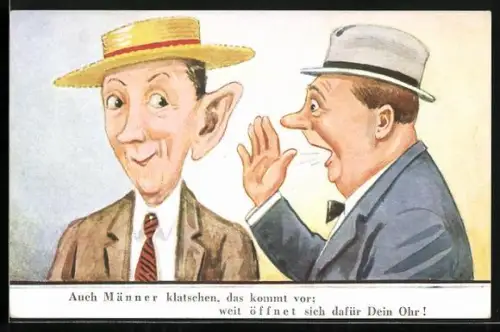 AK Mann sagt einem Herrn etwas ins Ohr