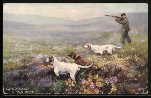 AK On the Moors, A fair shot, Jäger mit Gewehr und Hunden