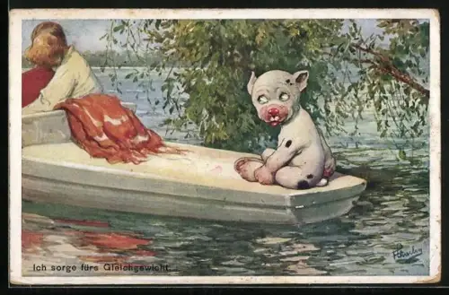 AK Bonzo mit einem Pärchen auf dem Boot, Ich sorge fürs Gleichgewicht