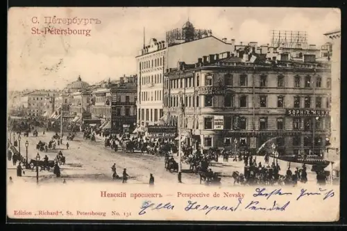 AK St. Petersburg, Perspective de Nevsky, Strassenpartie, Geschäft von Sophie Munx