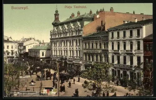 AK Bucuresti, Blick auf den Markt mit Theater
