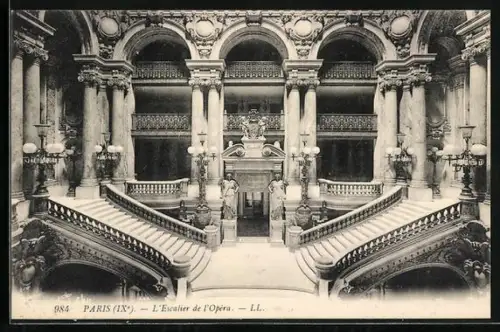 AK Paris, Opéra Garnier, L`Escalier, Innenansicht mit Treppenaufgang