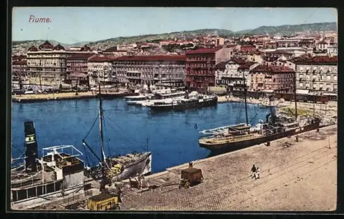 AK Fiume, Blick über den Hafen