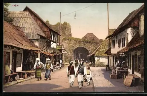 AK Jajce, Strassenpartie mit alter Wehranlage