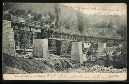 AK Sarajewo, Ansicht der Eisenbahnbrücke am Bistrik
