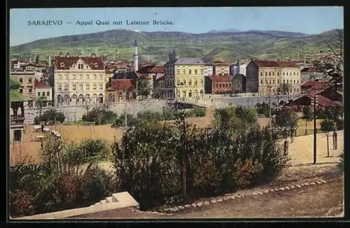 AK Sarajewo, Appel Quai mit Lateiner Brücke