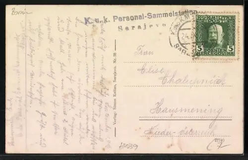 AK Sarajewo, Rathaus mit Strassenbahn