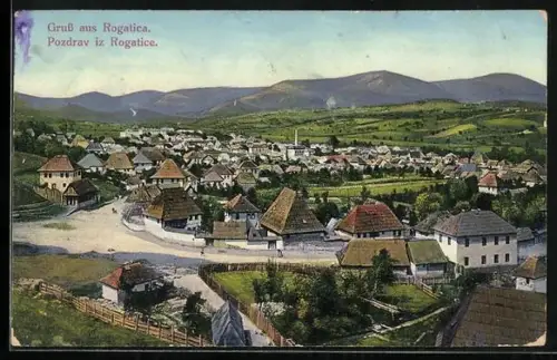 AK Rogatica, Panorama mit Strassenpartie
