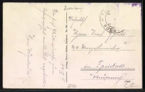 AK Rogatica, Panorama mit Strassenpartie