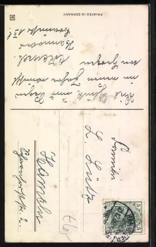 AK Mädchen steigt zu dem Schornsteinfeger aufs Dach, Prosit Neujahr