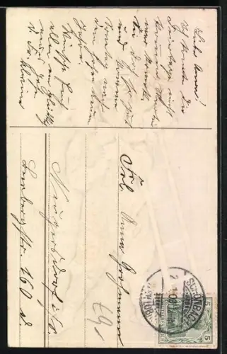 AK Viel Glück im neuen Jahre, Kleiner Schornsteinfeger mit Klee