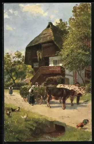 Künstler-AK H. Hoffmann: Schwarzwald, Grünfutter-Einfuhr
