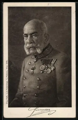 AK Kaiser Franz Josef I. von Österreich in Uniform mit Orden, Rotes Kreuz