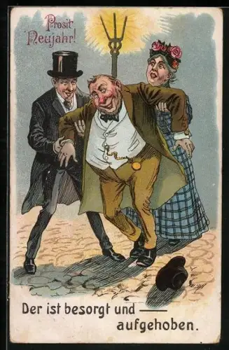 AK Passanten helfen Betrunkenem, Trinkerhumor