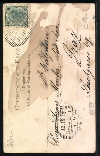 AK Lovrana, Blick in eine Gasse mit Torbögen