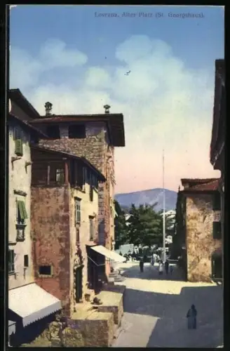 AK Lovrana, Alter Platz mit St. Georgshaus