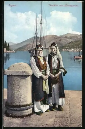 AK Ragusa, Trachten aus Herzegowina am Hafen