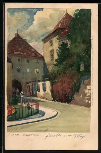 Künstler-AK Agram, Partie in der Langegasse
