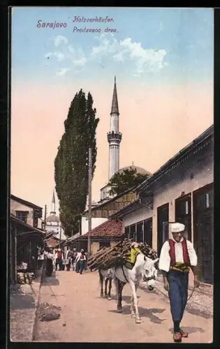 AK Sarajewo, Holzverkäufer mit Pferdegespann