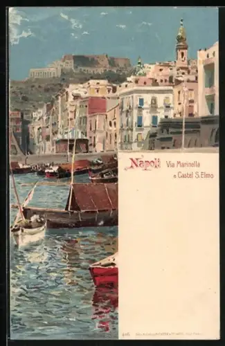 Lithographie Napoli, Via Marinella e Castel S. Elmo