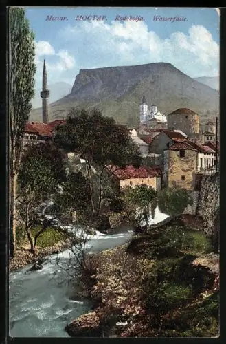 AK Mostar, Ortspartie mit Wasserfällen