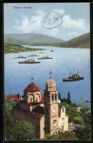 AK Savina, Kloster, Schiffe in der Bucht