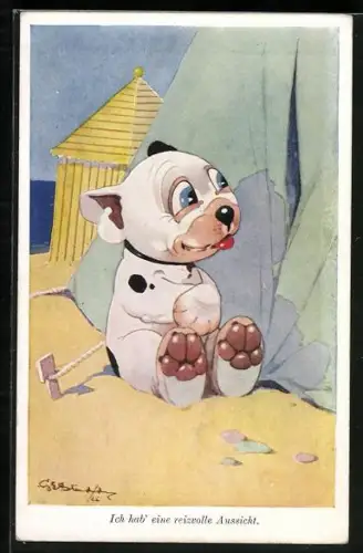 Künstler-AK George Ernest Studdy: Bonzo als Voyeur