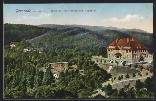 AK Gernrode am Harz, Kurhotel Stubenberg mit Hagental