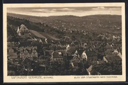 AK Gernrode / Harz, Blick vom Stubenberg nach Suderode
