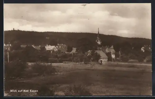 AK Bad Essen, Blick auf den Ort mit Kirche und Fachwerkhaus