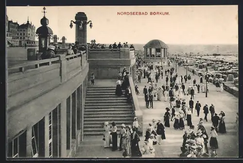 AK Borkum, Promenade und Strand im Nordseebad