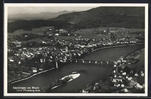 AK Säckingen am Rhein, Luftaufnahme, Rheinbrücke