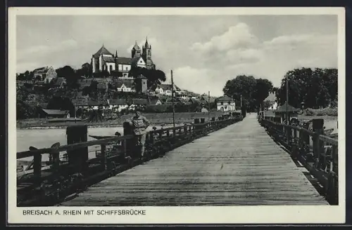 AK Breisach a. Rhein, Schiffsbrücke, Münster, Stadtansicht