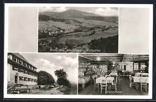 AK Aselfingen /Wutachtal, Gasthaus zur Traube, Gastzimmer, Ortsansicht