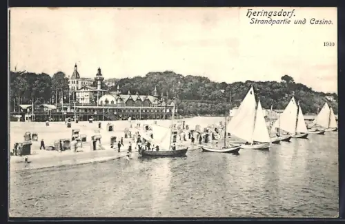 AK Heringsdorf / Ostseebad, Strandpartie und Casino