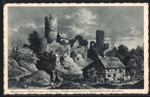 Künstler-AK Kohren, Burgruine Kohren