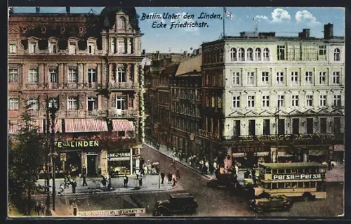 AK Berlin, Unter den Linden Ecke Friedrichstr., Café Unter den Linden