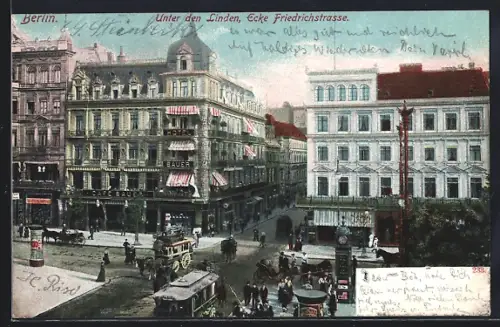 AK Berlin, Unter den Linden Ecke Friedrichstrasse