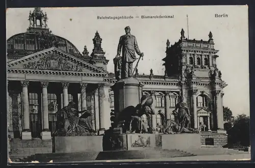 AK Berlin, Reichstagsgebäude, Bismarckdenkmal