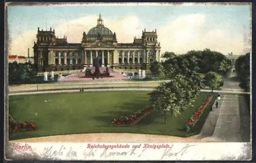 AK Berlin, Reichstagsgebäude, Königsplatz