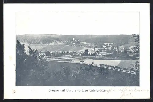 AK Greene, Burg, Eisenbahnbrücke