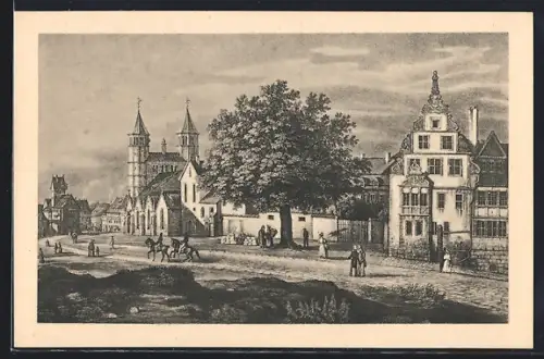 Künstler-AK Bad Gandersheim /Harz, Rathaus, Münster, Abtei