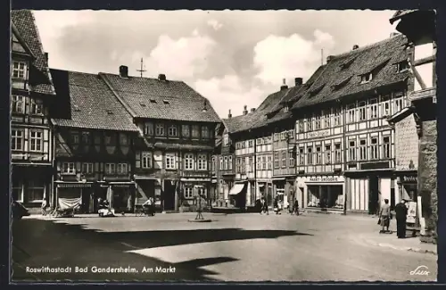 AK Bad Gandersheim, Am Markt, Fachwerkhäuser
