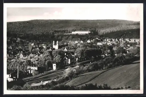 AK Bad Gandersheim am Harz, Ortsansicht mit Bahngleisen