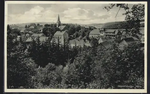 AK Güntersberge /Harz, Ortsansicht mit Kirche