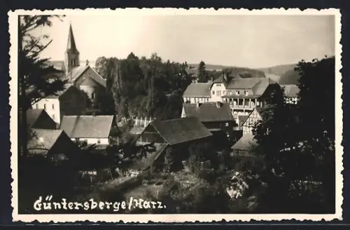 AK Güntersberge /Harz, Ortsansicht mit Kirche