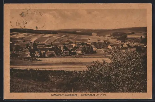 AK Strassberg-Lindenberg im Harz, Ortsansicht aus der Vogelschau