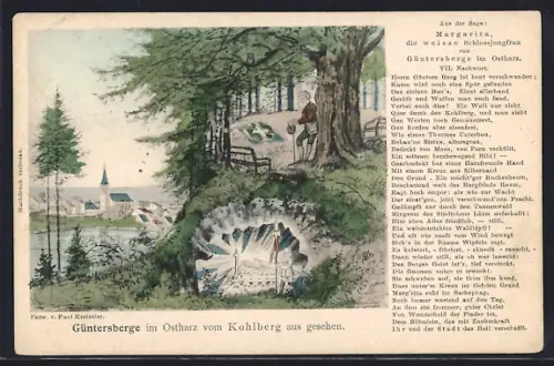 Künstler-AK Güntersberge im Ostharz, Ansicht vom Kohlberg