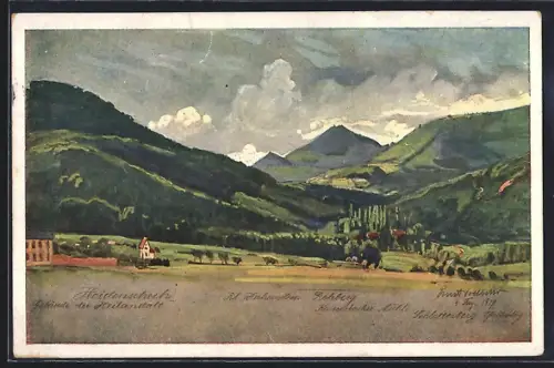 AK Klingenmünster, Ortsansicht mit Gebirge