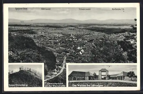AK Oberotterbach an der Weinstrasse, Ortsansicht, Ruine Guttenberg, Das Weintor bei Schweigen